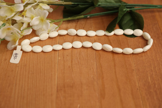 White Agate (?) Faceted Oval Beads – approx. 14×10mm
