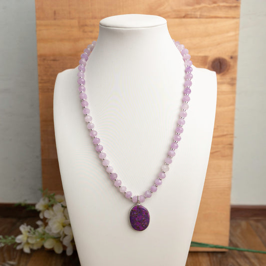 Lavender Amethyst w/ Silver Mojave Turquoise Pendant