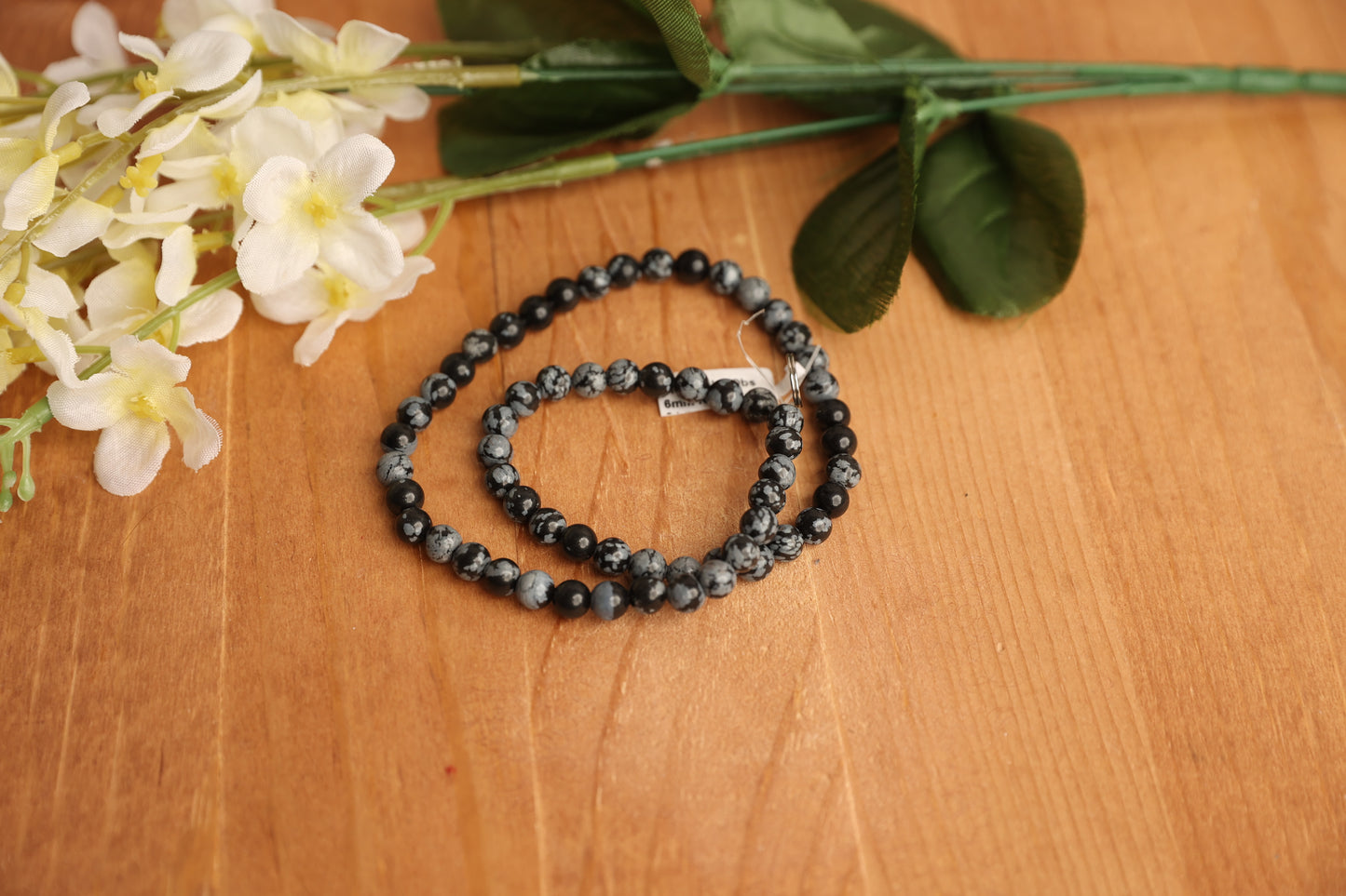 6.5mm round Snowflake Obsidian