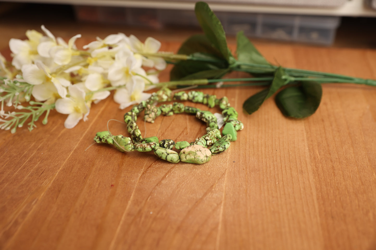 Green Turquoise Nugget Beads — Original Supplier Label
Approx. 13.5” strand • Graduated nuggets up to approx. 20 × 14 mm