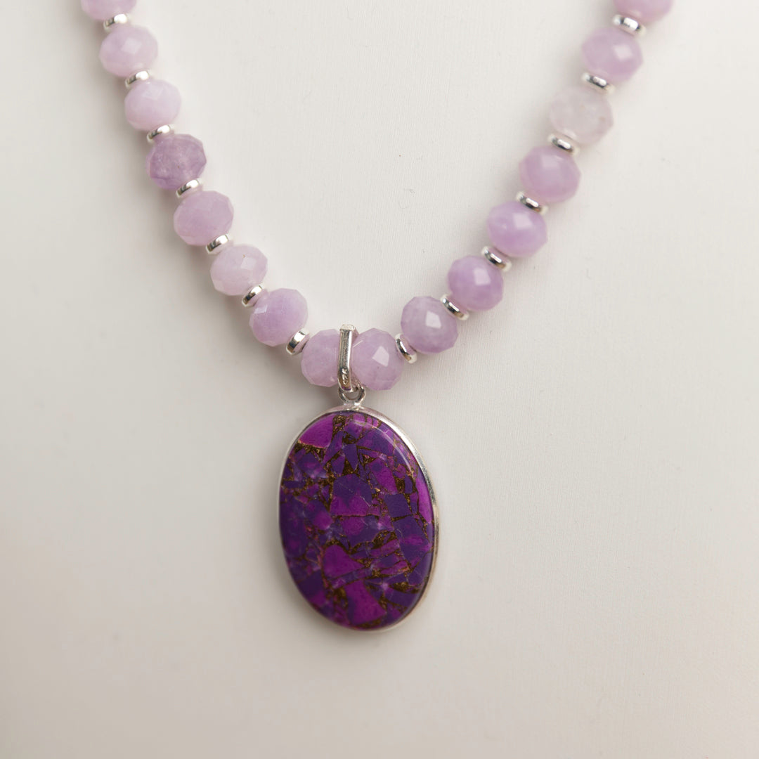 Lavender Amethyst w/ Silver Mojave Turquoise Pendant
