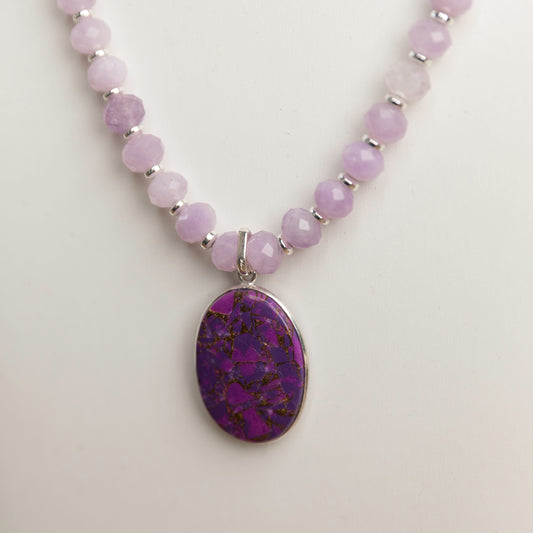 Lavender Amethyst w/ Silver Mojave Turquoise Pendant