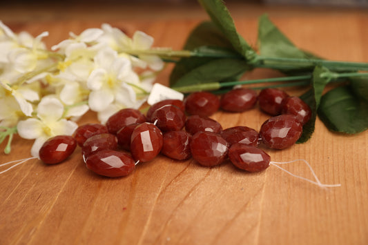 Faceted Carnelian (?) Oval Nuggets — approx. 23×18mm