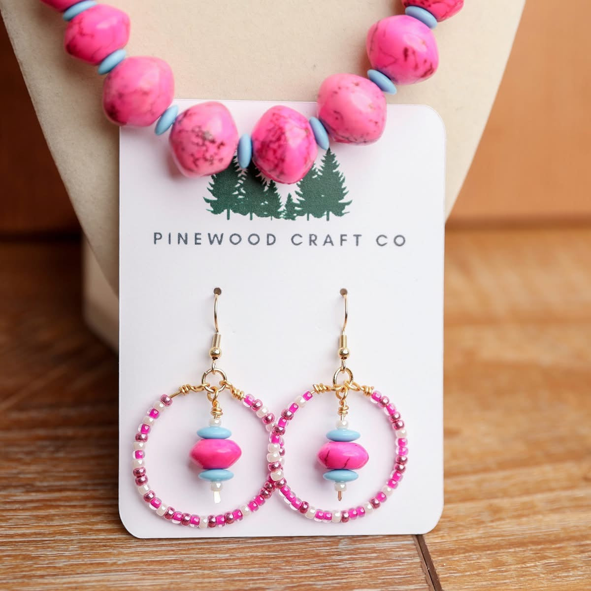 Dyed Stone and Czech Glass Bead Necklace and earrings - custom for Maureen