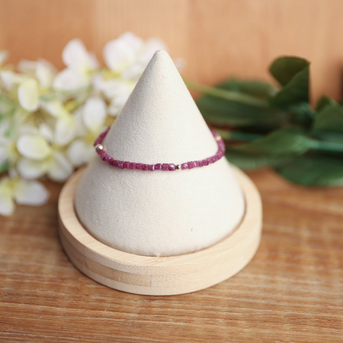 Ruby Cubes - Gold Filled Beads - 6.5 iinches