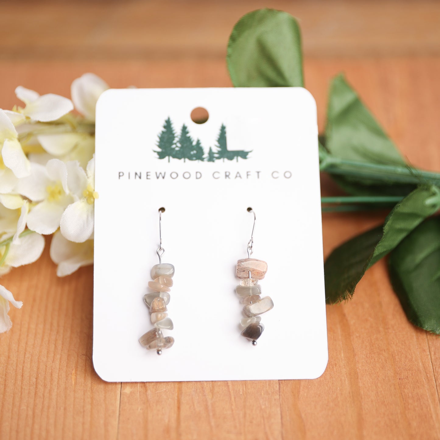 Black Moonstone Chip Earrings