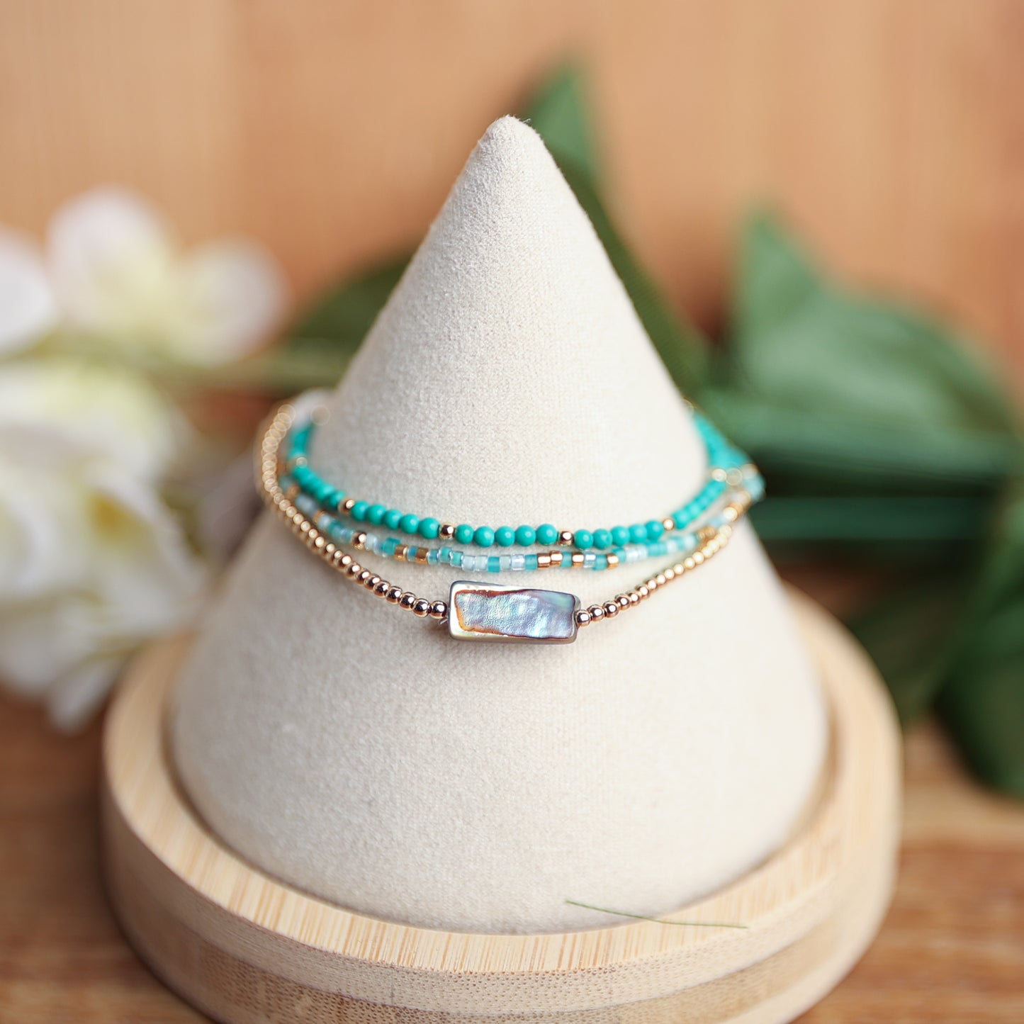 Abalone & Turquoise Gemstone Bracelet Stack