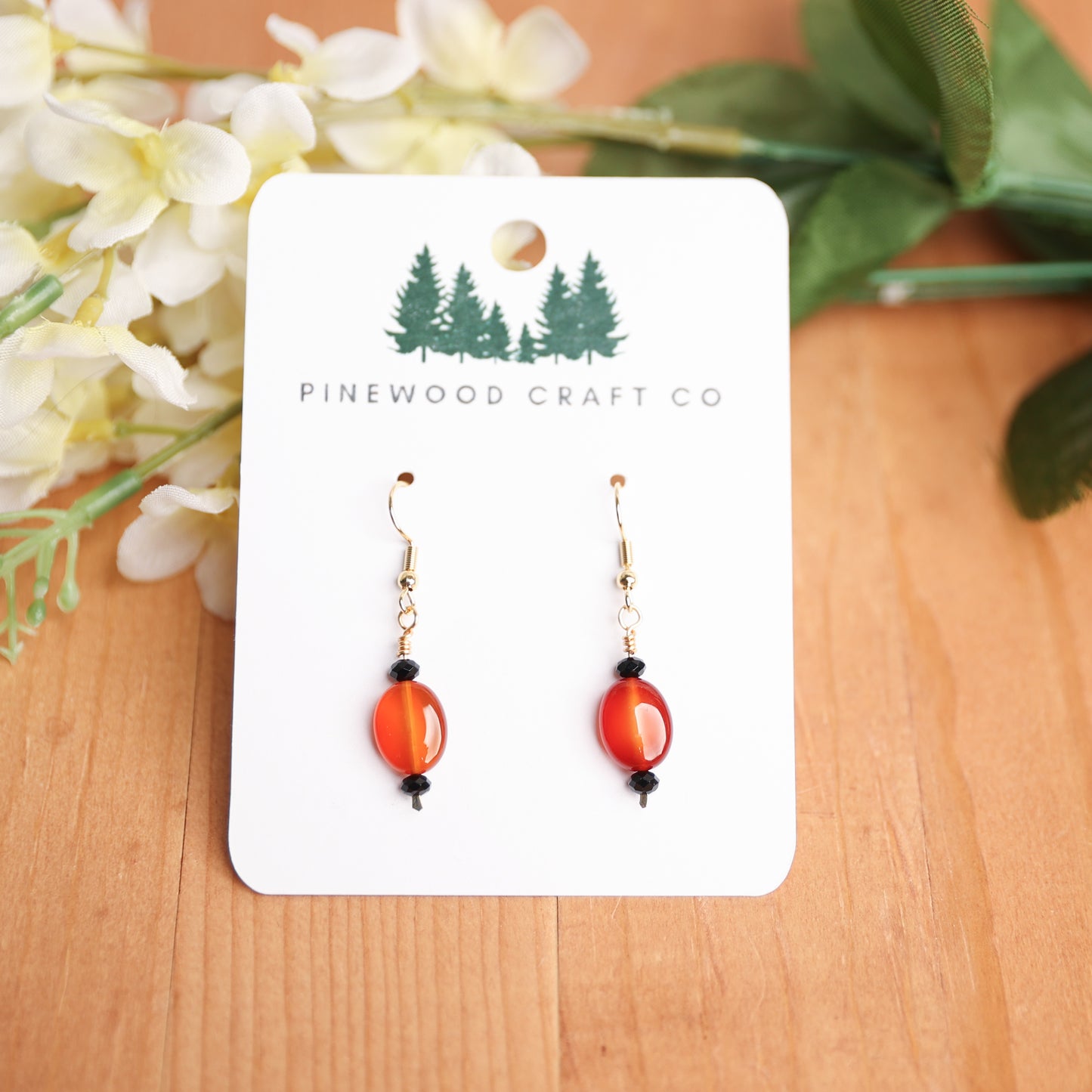 Hessonite Garnet & Spinel on Gold Plated Stainless Hooks