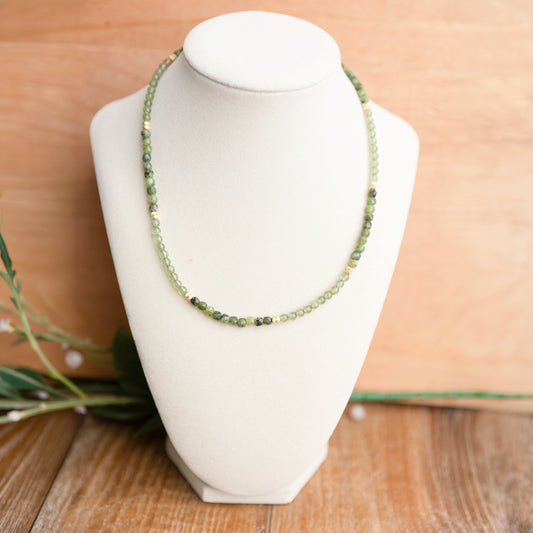 Jade Cube & Green Apatite Necklace with Hematite Accents