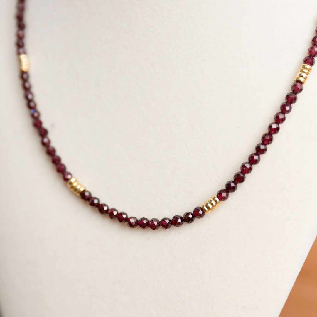 Garnet Necklace with Gold Accents