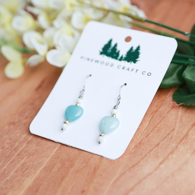 Aquamarine Hearts with Sterling Beads