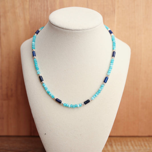 Dyed Imperial Jasper Columns w/Dyed Jade and Silver Hematite