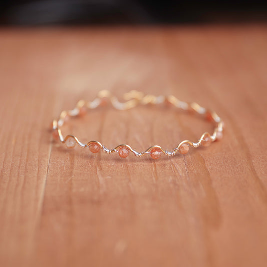 Squiggly Style Sunstone Two Tone Bracelet