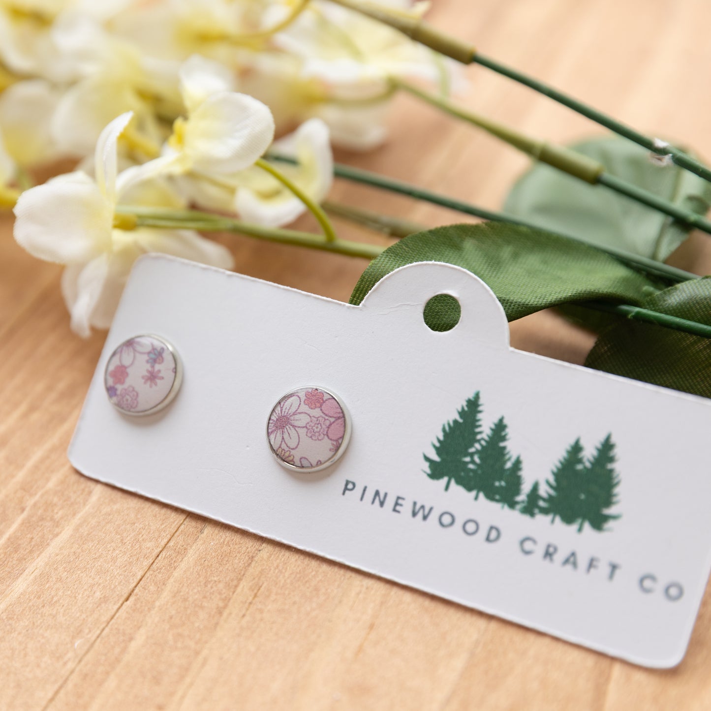 Blush Floral Round Stud Earrings