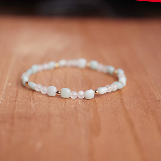 Amazonite and Moonstone Bracelet w/Hematite