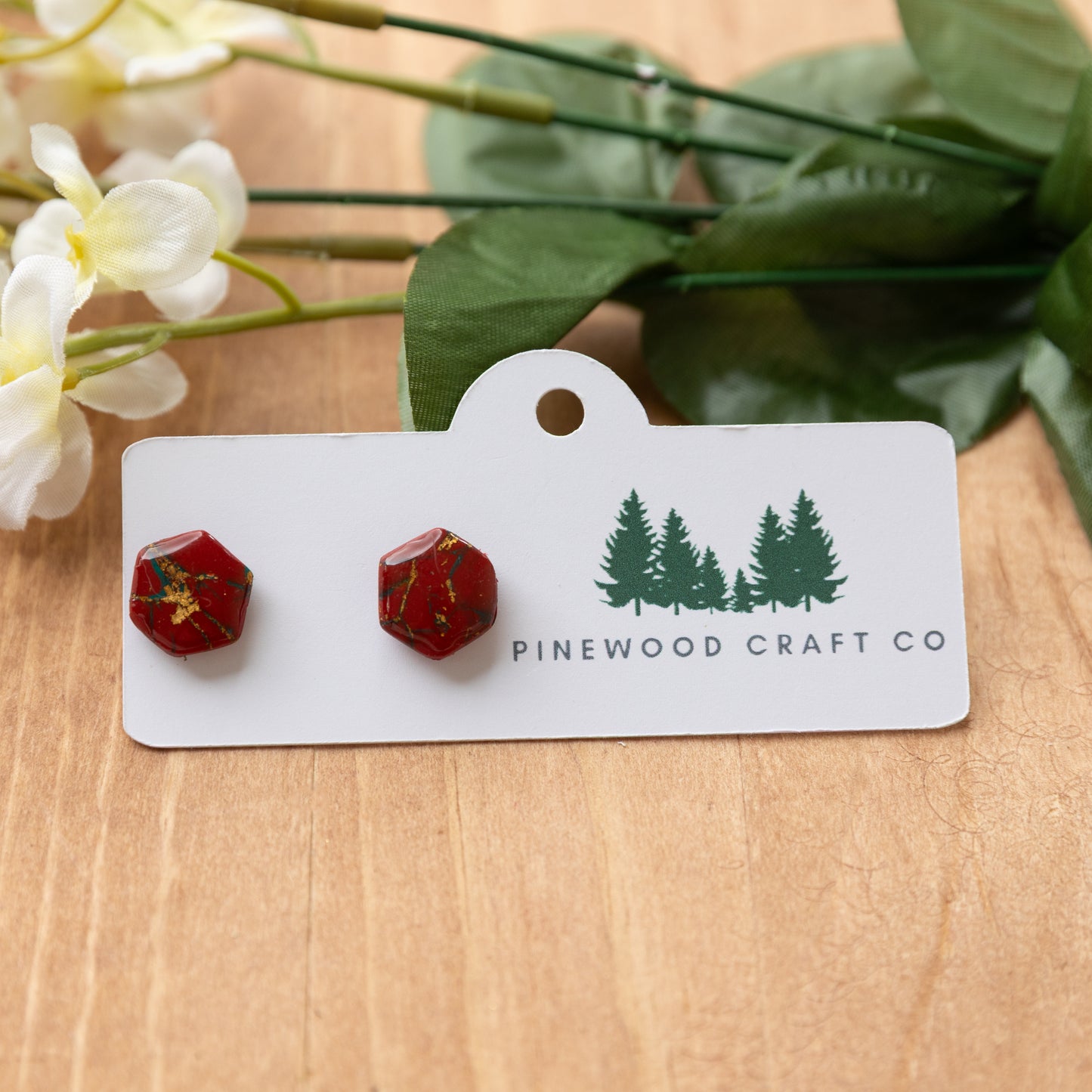 Red and Green Hexagon Studs