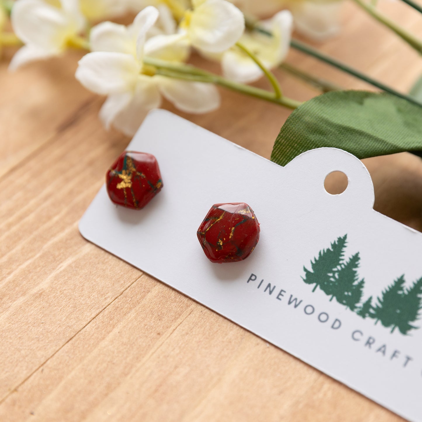 Red and Green Hexagon Studs