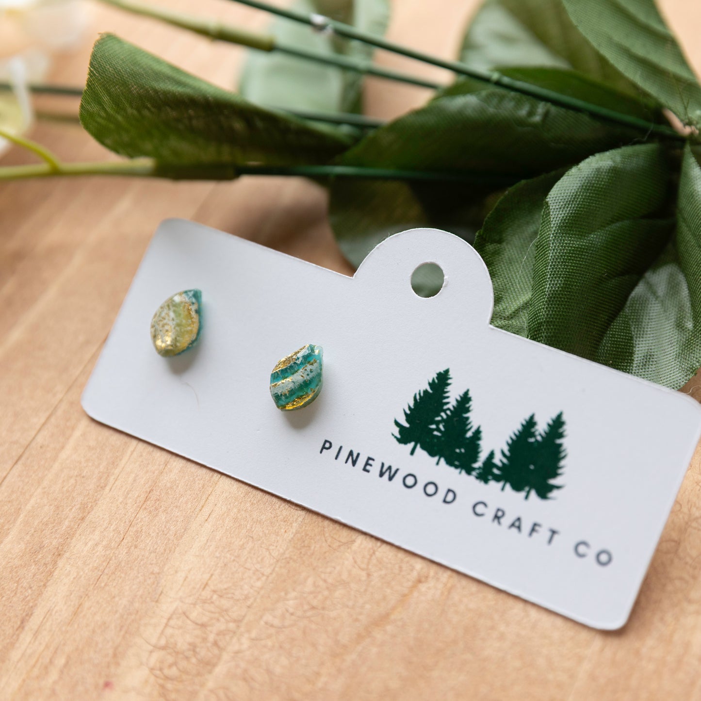 Emerald Tide Teardrop Stud Earrings