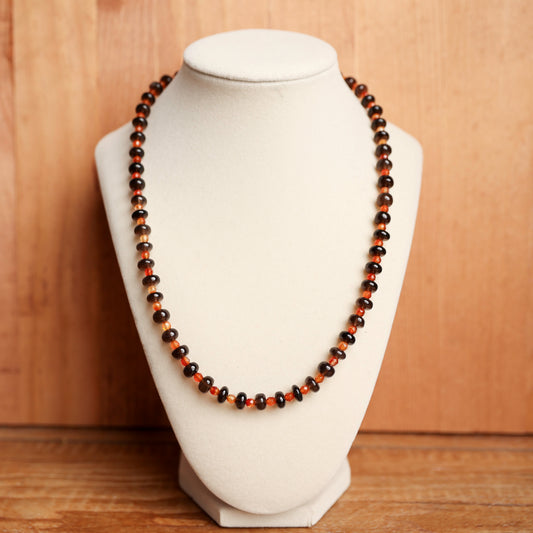Carnelian & Smoky Quartz Gemstone Necklace