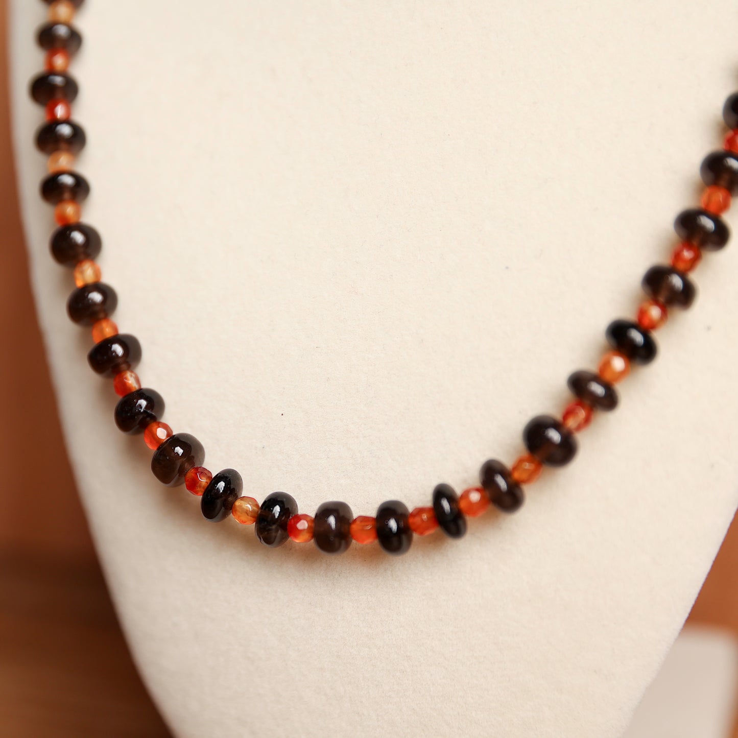 Carnelian & Smoky Quartz Gemstone Necklace