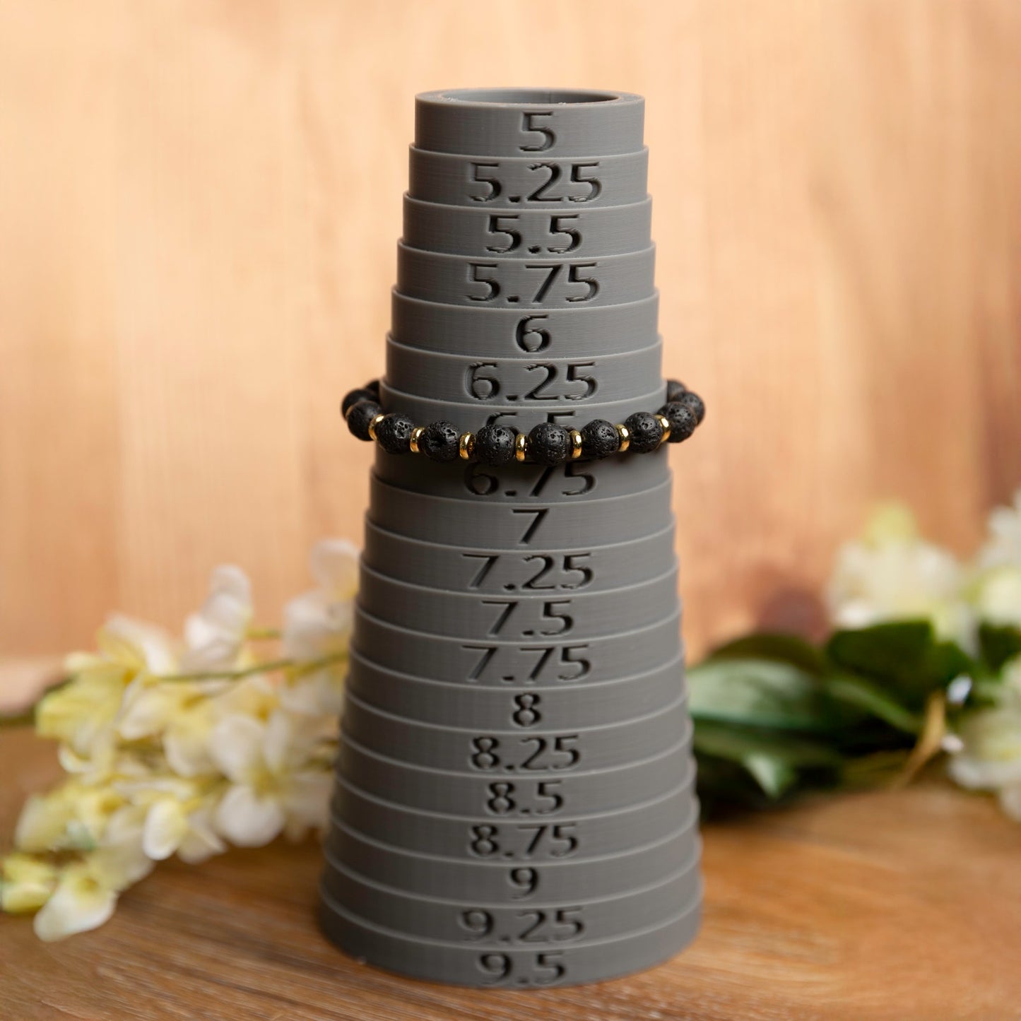 Lava Rock Bracelet with Gold-Plated Spacers