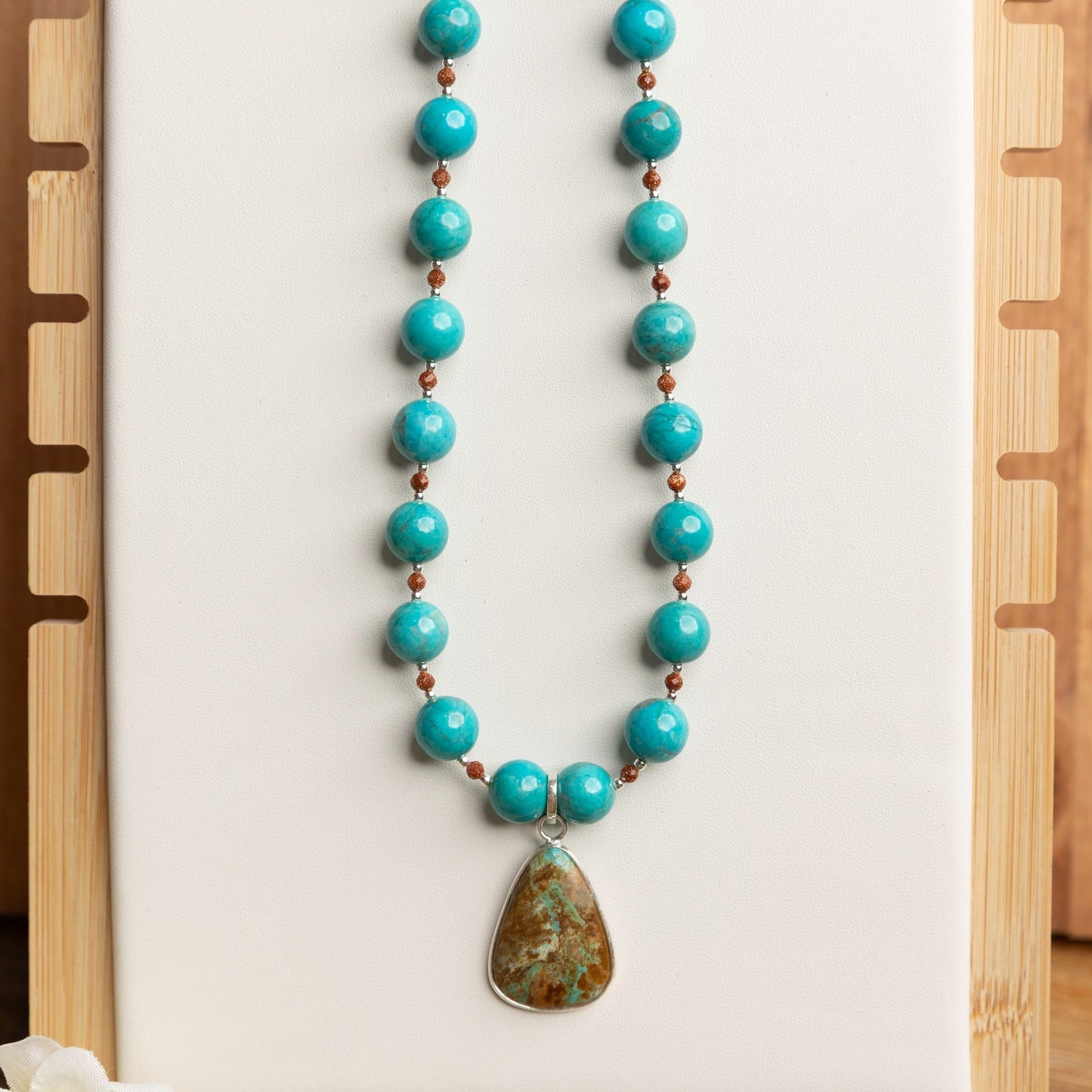 Blue Howlite & Turquoise Pendant Necklace