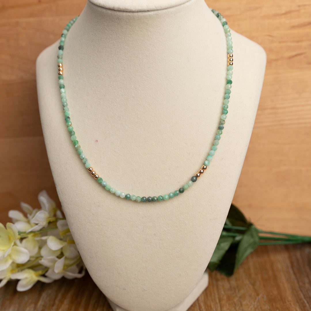 Emerald w/ Gold Toned Hematite spacers