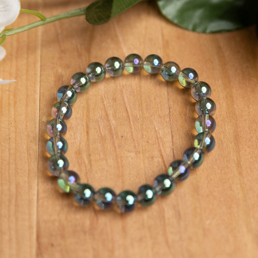 Electroplated Sea Glass Bracelet – Iridescent Ocean Glow