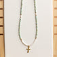 Amazonite & Pearl Cross Necklace