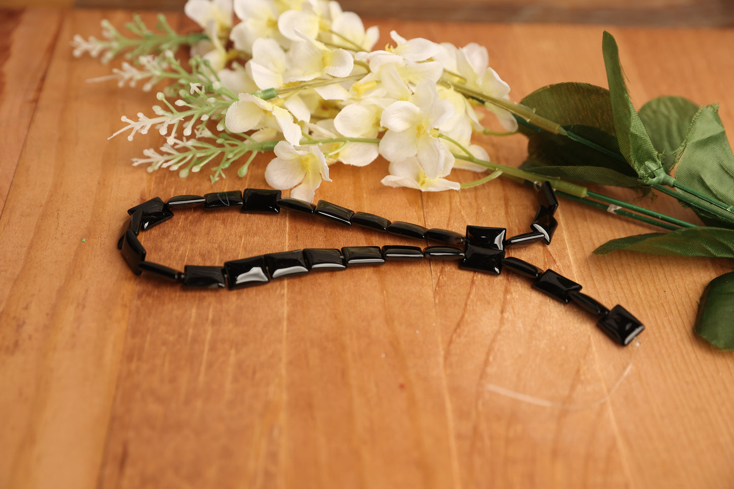 Black Agate Rectangle / Pillow Beads
