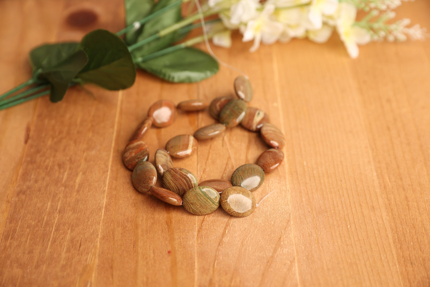 Flower Agate Puffed Oval 16x20mm