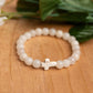 Snow Quartz Bracelet with White Cross Accent