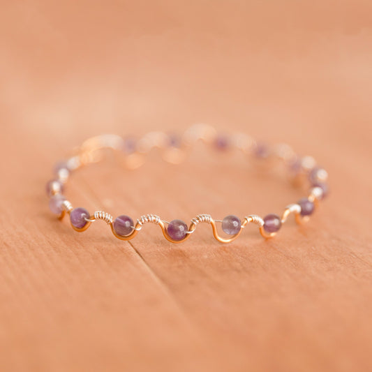 Wire Wrapped Amethyst Bracelet – Mixed Metal
