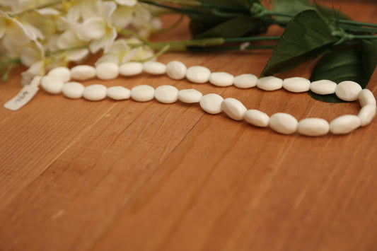 White Agate (?) Faceted Oval Beads – approx. 14×10mm