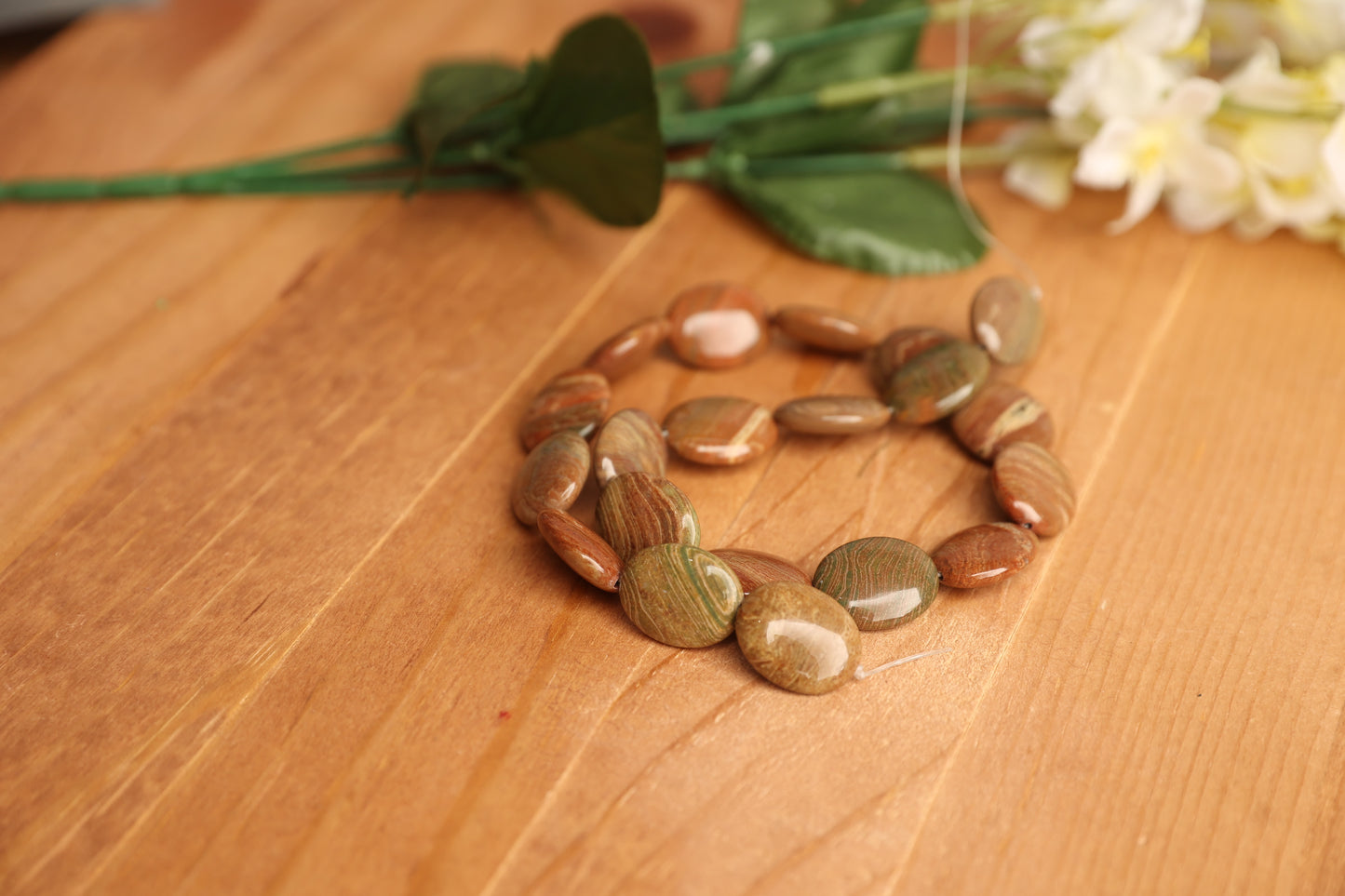 Flower Agate Puffed Oval 16x20mm