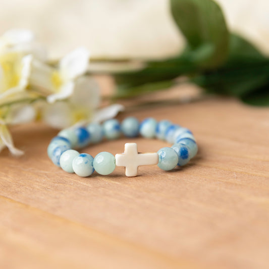 Blue Point Jade Cross Bracelet