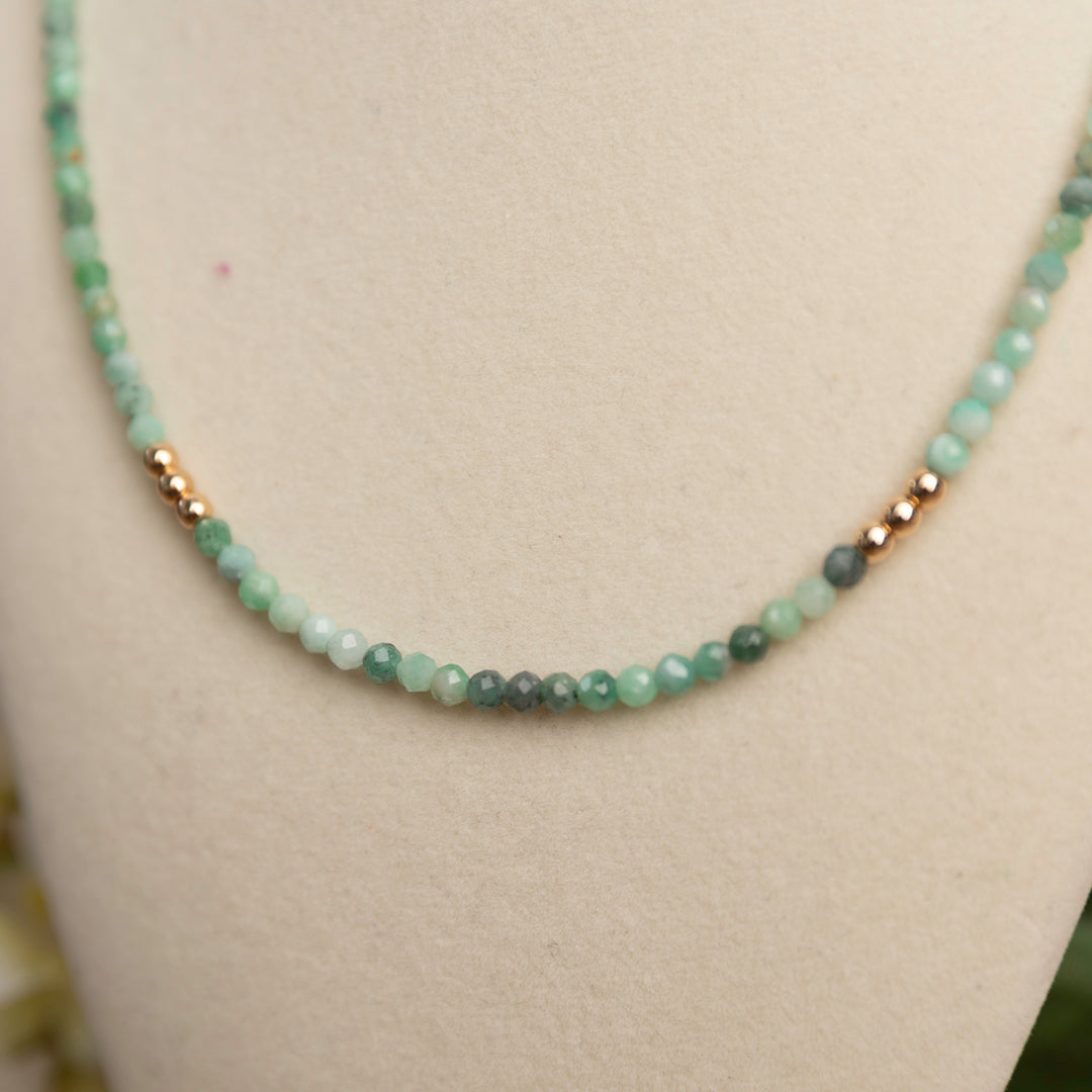 Emerald w/ Gold Toned Hematite spacers