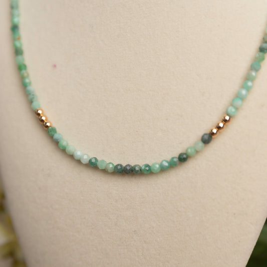 Emerald w/ Gold Toned Hematite spacers