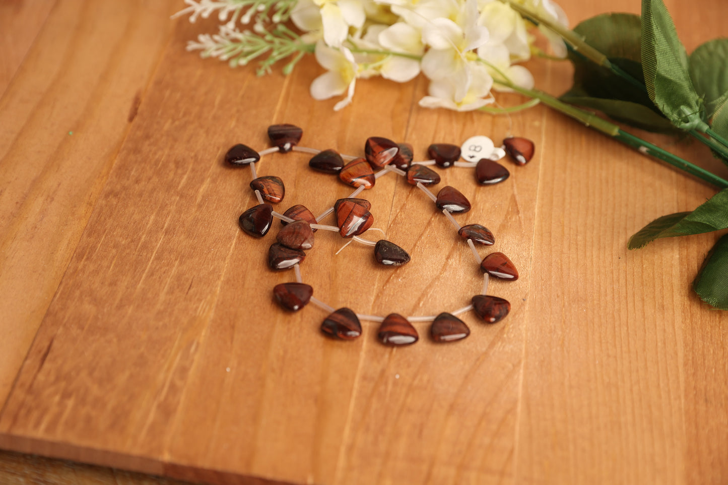 Red Tiger’s Eye Triangle Beads