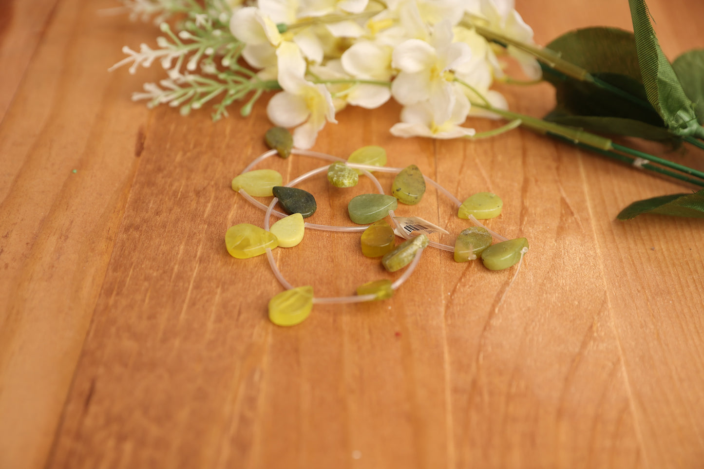 Olive Serpentine Teardrop Briolettes