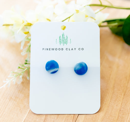 Blue and White Circle Studs