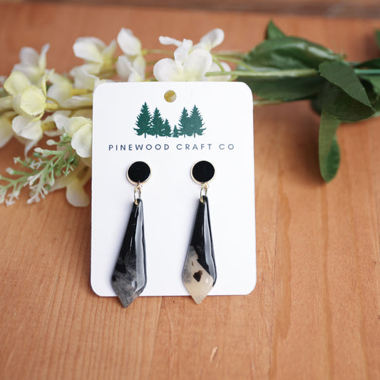 Black and Translucent Clay Earrings