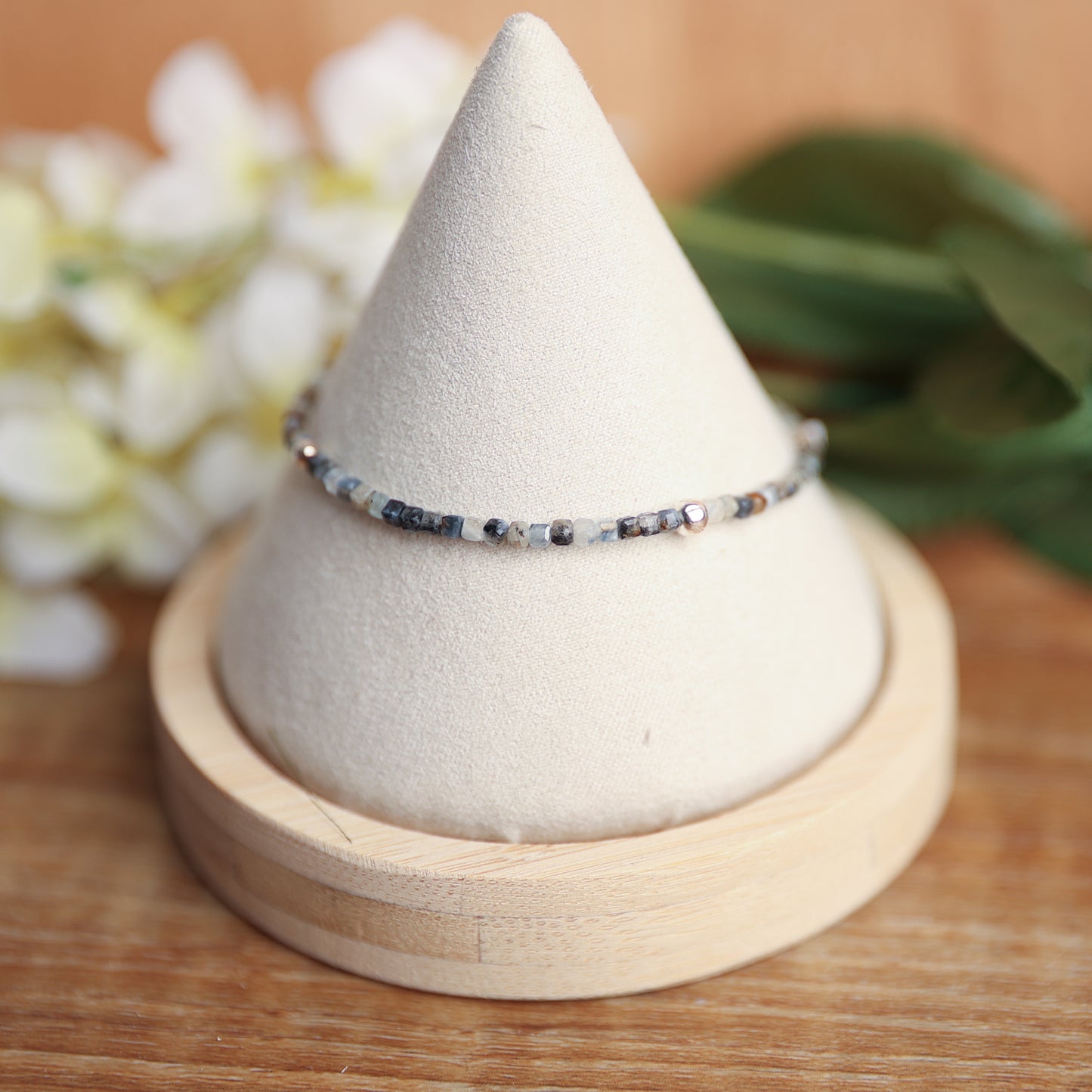 Kyanite Cubes with silver Spacers -  7.25 inches