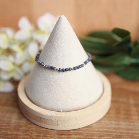 Sapphire and gold filled beads - 6.25 inches