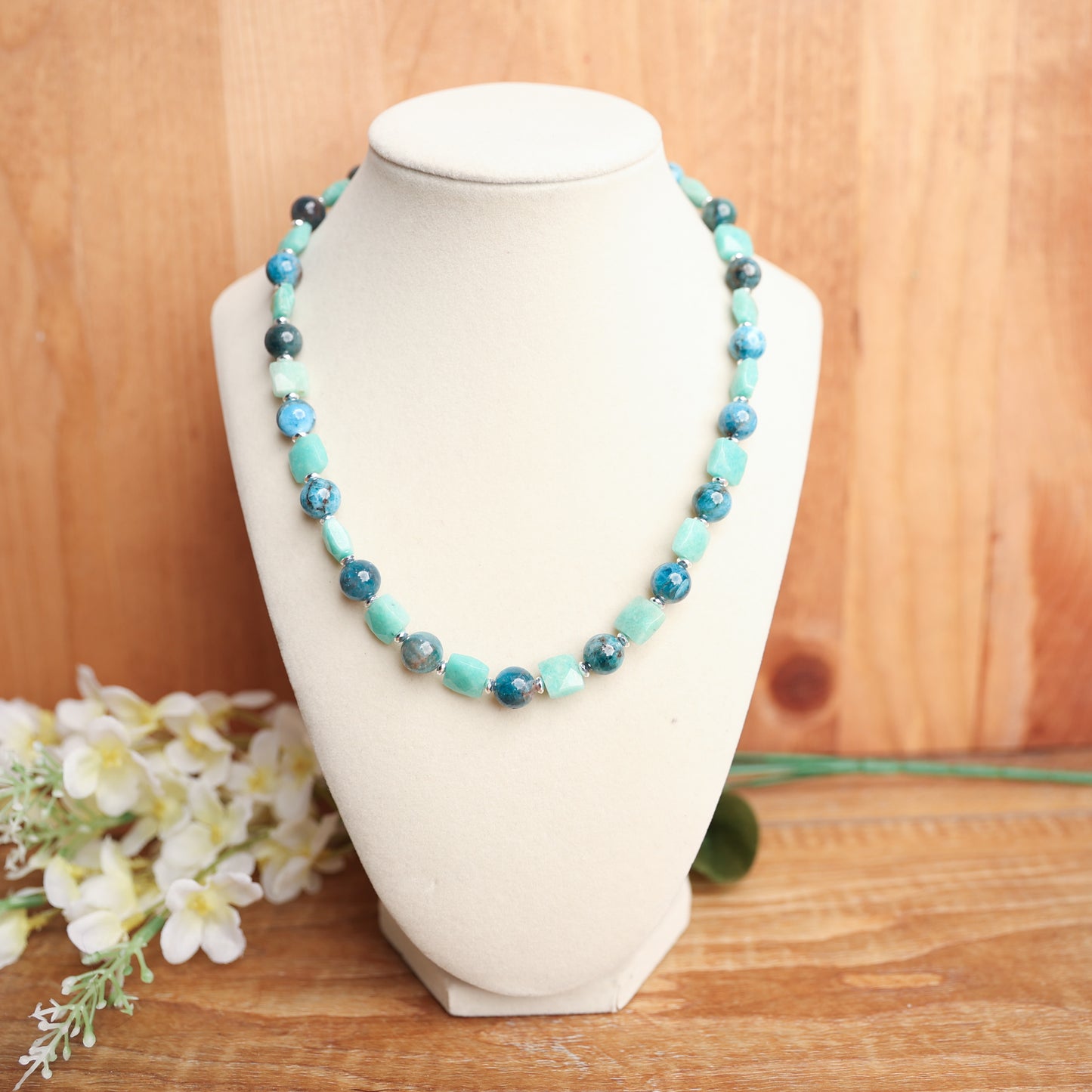 Blue Apatite &amp; Amazonite Necklace – 18" + 2" Extender