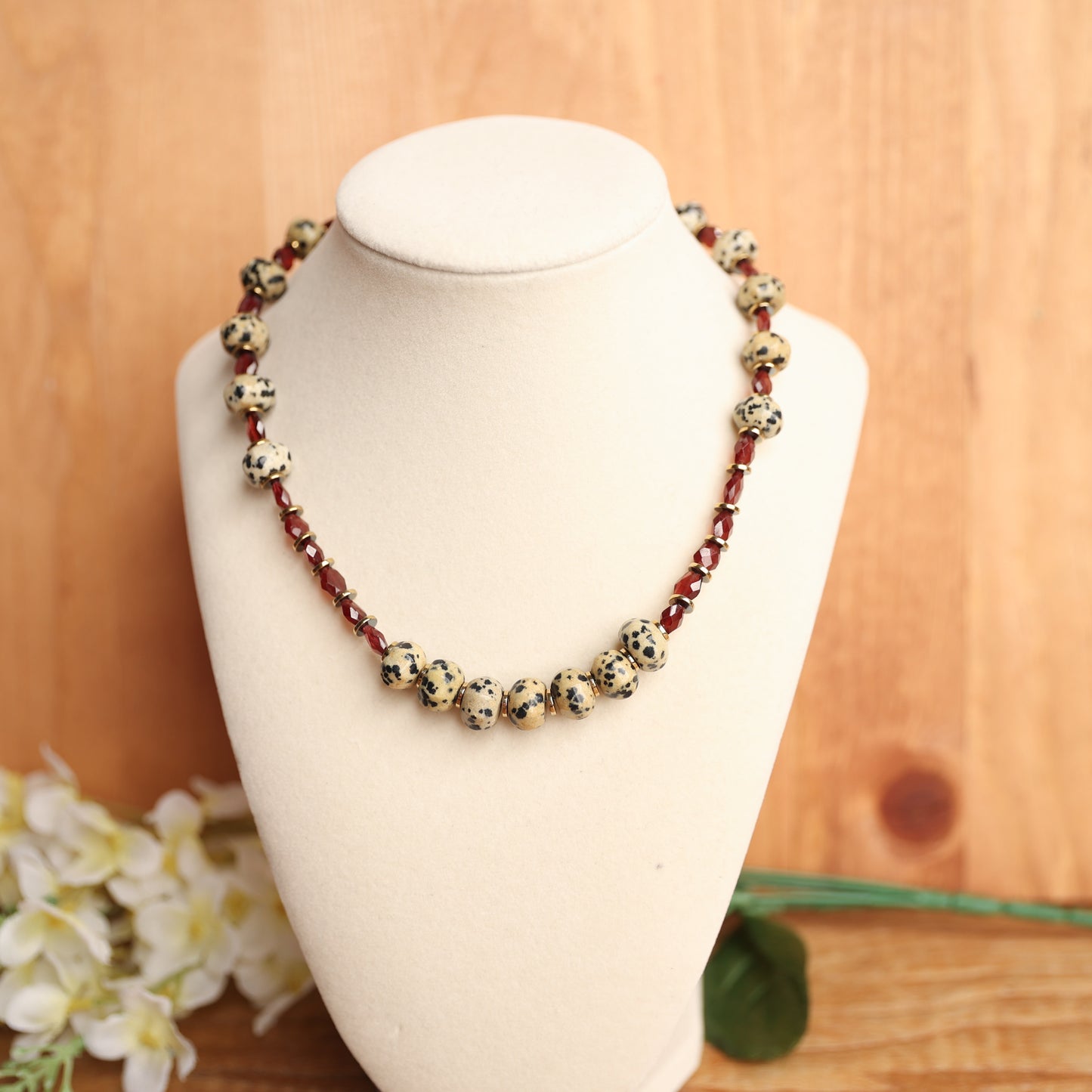 Dalmatian Jasper & Garnet Necklace