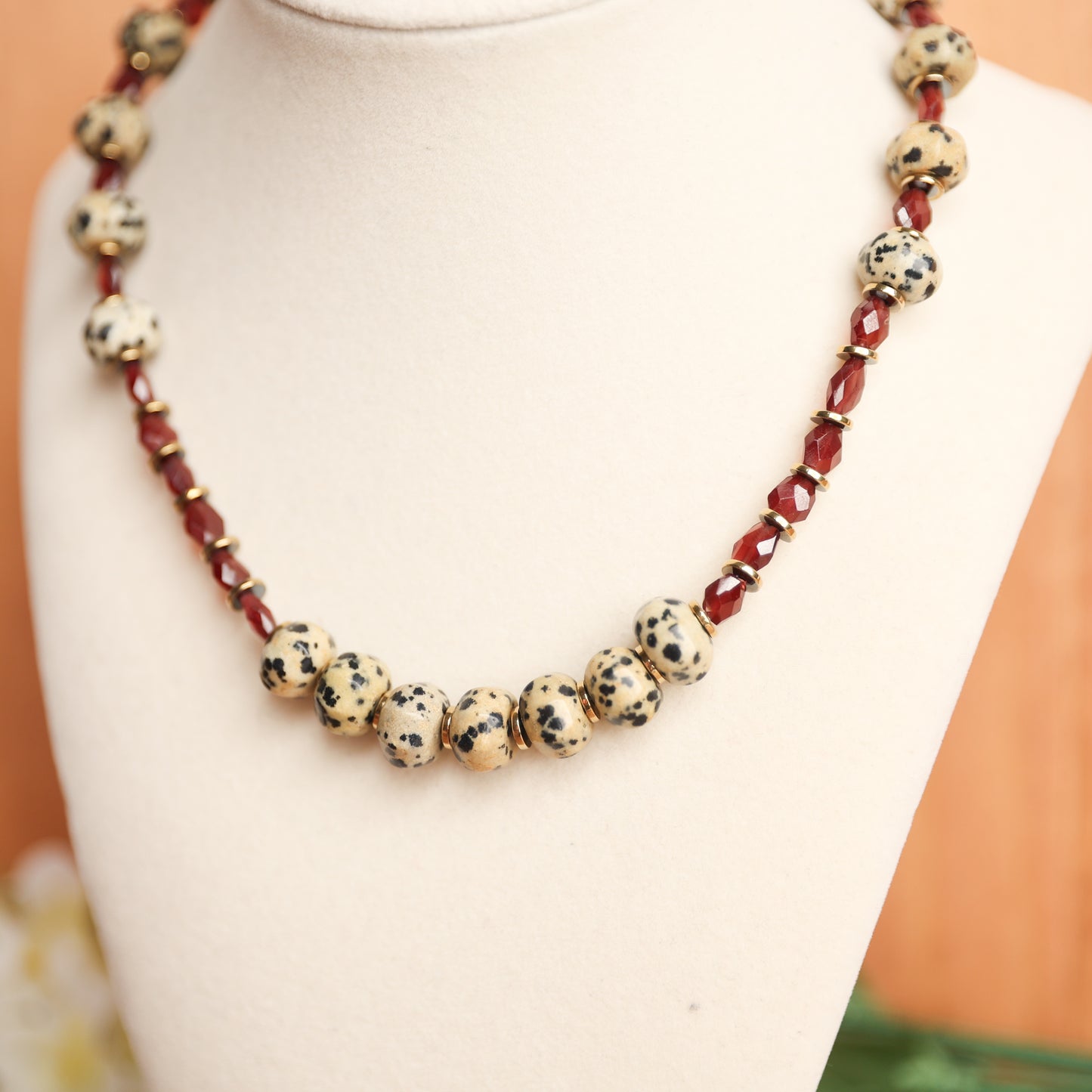 Dalmatian Jasper & Garnet Necklace