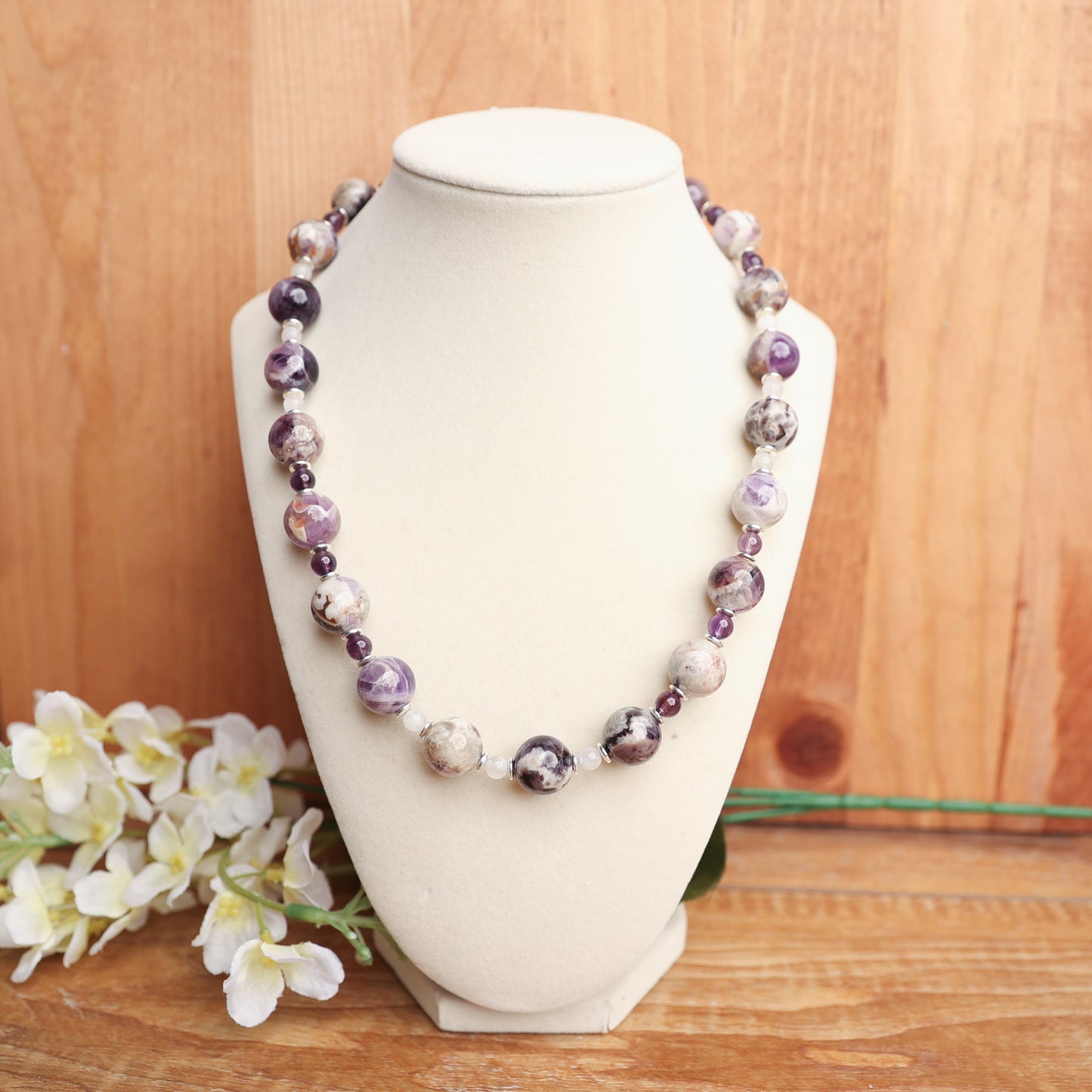 Chevron Amethyst w/Silver Hematite and Amethyst Spacers