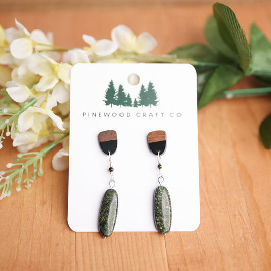 Snakeskin Jasper Earrings on Wood and Acrylic Post