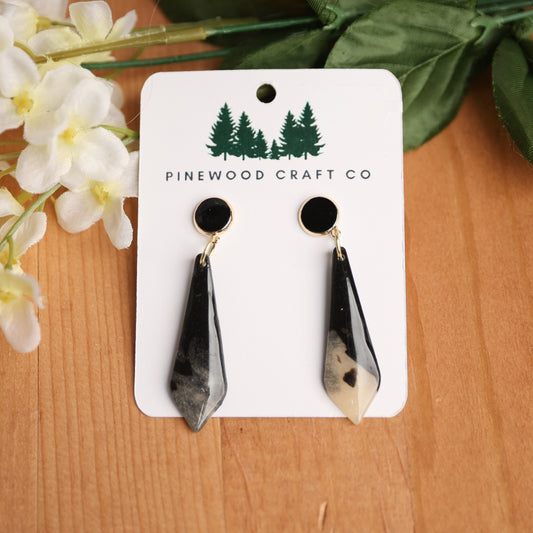 Black and Translucent Clay Earrings